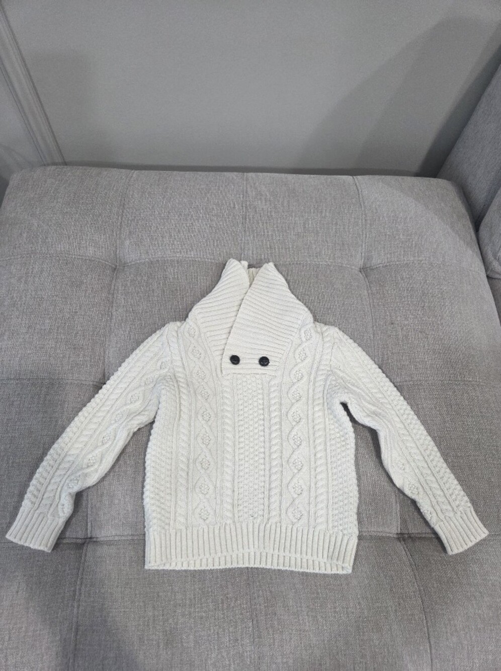 Janie and Jack Ivory Cable-Knit Shawl Collar Sweater Sz.2T(w5) - Picture 1 of 8